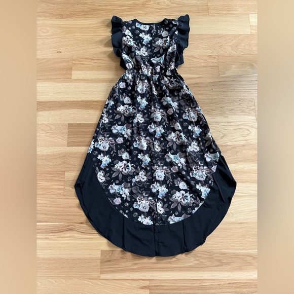 Betset Johnson Midi/Maxi Dress Floral Ruffle Sleeve Asymmetrical V-neck  Sz XS - Picture 5 of 11